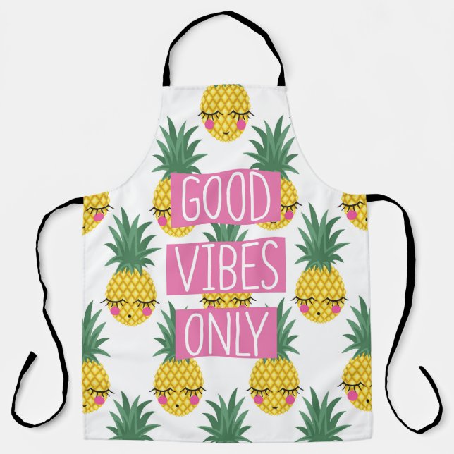 Good Vibes Pineapples Summer Pattern Apron (Front)