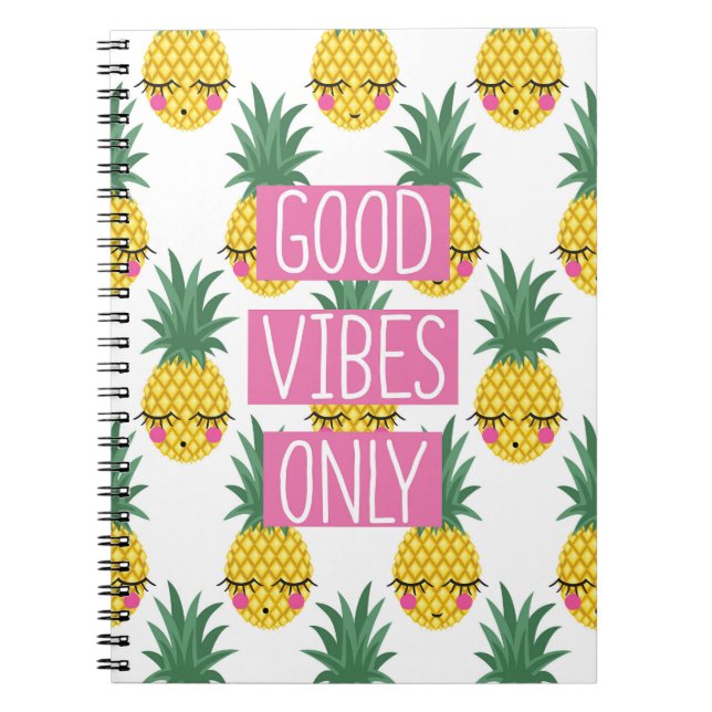Good Vibes Pineapples Summer Pattern Notebook (Front)