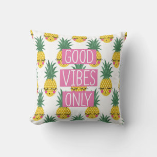 Good Vibes Pineapples Summer Pattern Throw Pillow