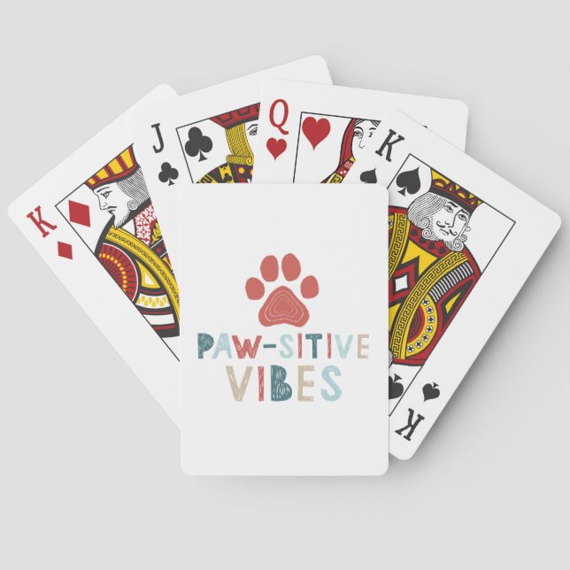 Good Vibes Positive Energy Paw-sitive Vibes Funny Playing Cards (Back)