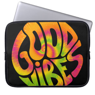 Good vibes quote. Tie dye psychedelic surreal font Laptop Sleeve