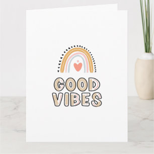Good Vibes Rainbow Boho Lettering Card