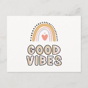 Good Vibes Rainbow Boho Lettering Postcard