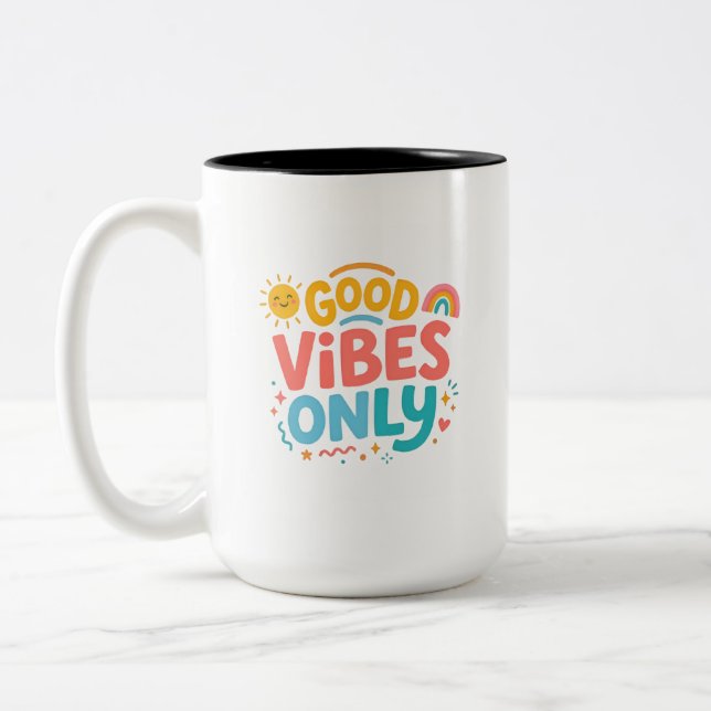 Good vibes Rainbow Coffee Mug (Left)