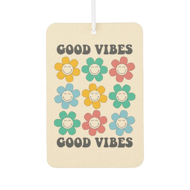 Good Vibes Retro Colourful Daisy Flowers Air Freshener (Front)