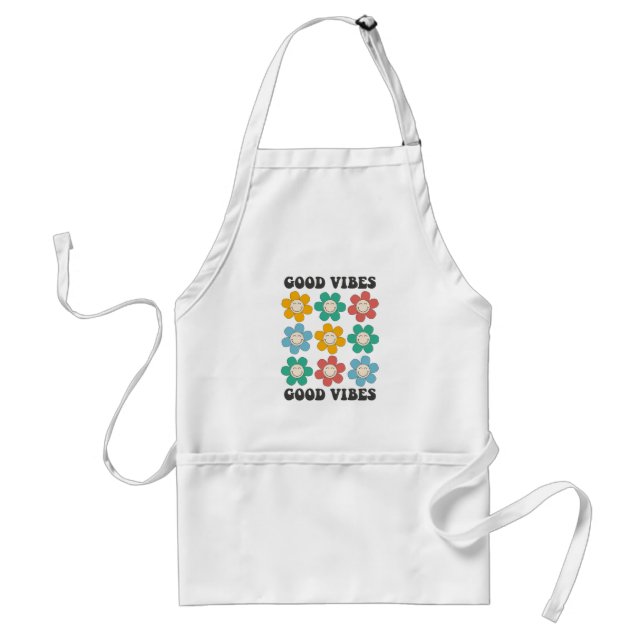 Good Vibes Retro Colourful Daisy Flowers Standard Apron (Front)
