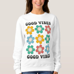 Good Vibes Retro Colourful Daisy Flowers Sweatshirt