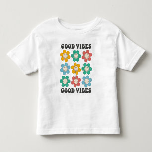 Good Vibes Retro Colourful Daisy Flowers Toddler T-shirt