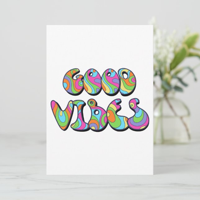 Good Vibes Retro Colours Invitation (Standing Front)