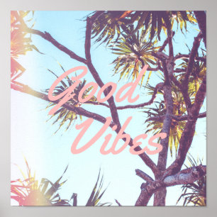 Good Vibes - Retro Tropical Tree Poster