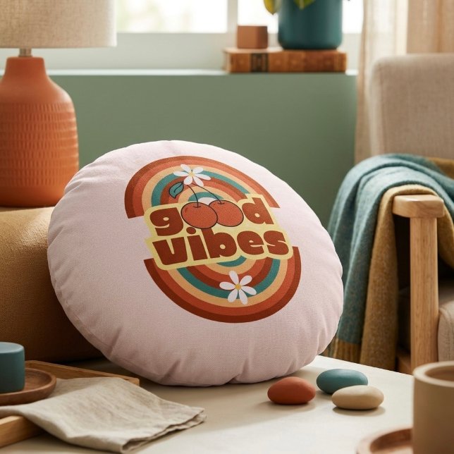 Good Vibes Round Pillow (Creator Uploaded)