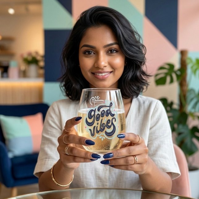 Good Vibes Stemless Wine Glass (Creator Uploaded)