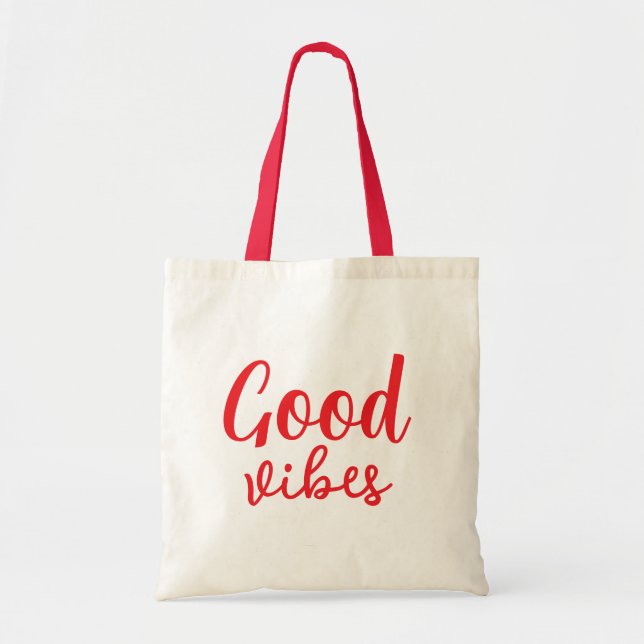 Good Vibes Stylish Modern Minimal Monogram Cute Tote Bag (Front)