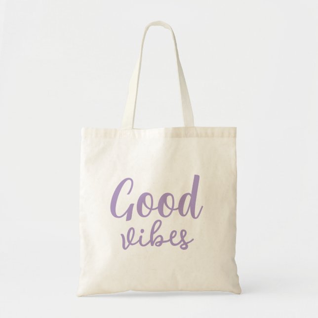 Good Vibes Stylish Modern Minimal Monogram Cute Tote Bag (Front)