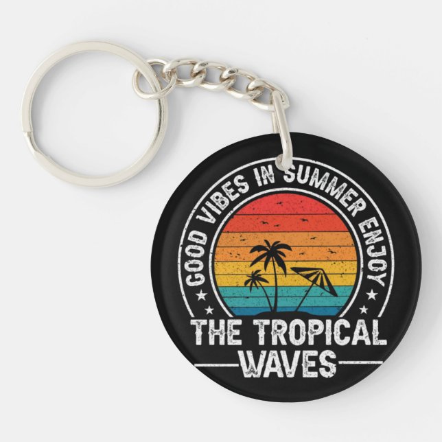 Good Vibes Summer Tropical Waves-64107 Keychain (Front)