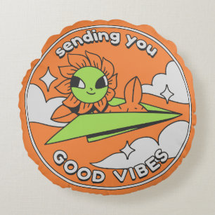 Good Vibes – Sunny Sky Round Pillow