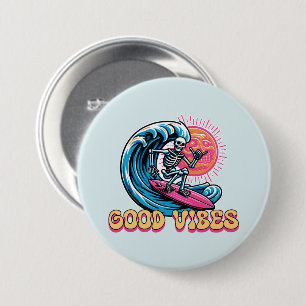 Good Vibes - Surfing - Summer Vibes 3 Inch Round Button