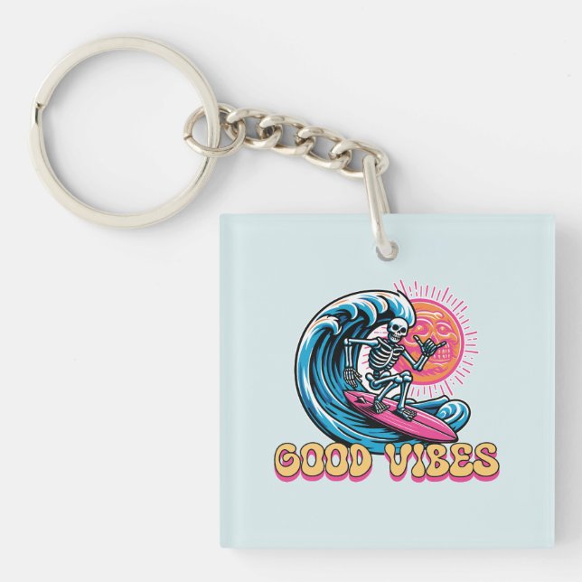 Good Vibes - Surfing - Summer Vibes Keychain (Front)
