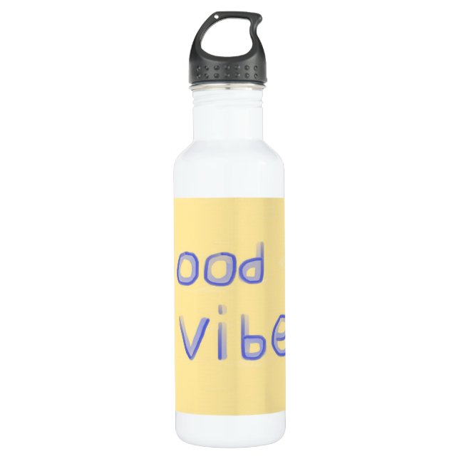 good vibes text art 710 ml water bottle (Front)