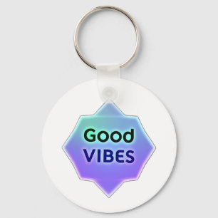 "Good Vibes" Text on Gradient Star Shape Keychain