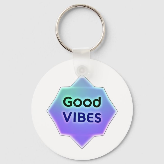"Good Vibes" Text on Gradient Star Shape Keychain (Front)