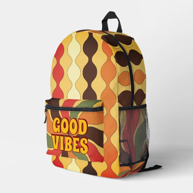 Good Vibes Throwback Retro Fun  Printed Backpack (Back Corner Right)