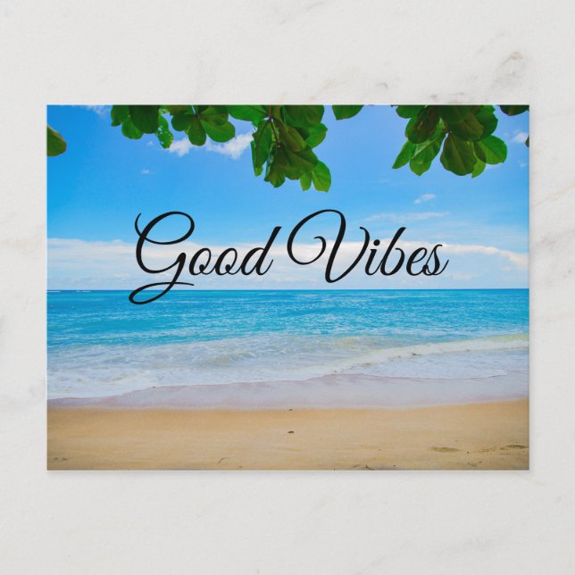 Good Vibes Tropical Beach Sun Sand and Sea Postcard (Front)