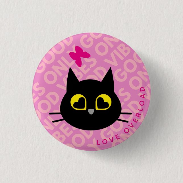 Good Vibes uniquement Kuro Catto Badge - Coeur Yeu (Devant)