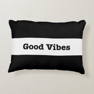 Good Vibes White Band Design (Customizable Colour) Accent Pillow