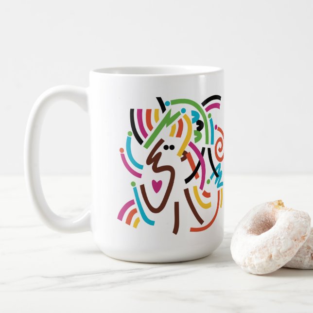 Good Vibrations Abstract Modern Art Retro Mug (With Donut)