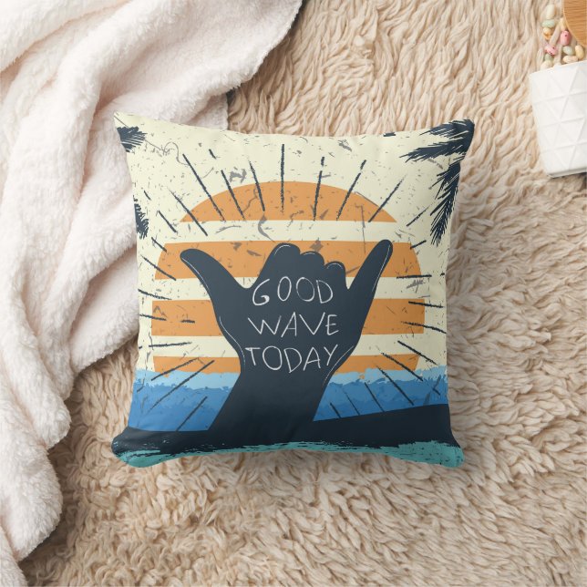 Good Waves Today Cool Surfer Design Throw Pillow (Blanket)
