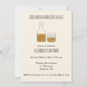Good Whiskey Good Wishes Birthday Party Invitation