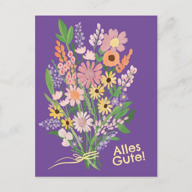 Good wild flowers sweet Gouache congratulations Postcard (Front)