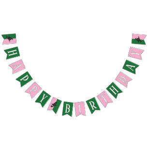 Good Witch Bad Witch - Pink and Green Birthday Bunting Flags