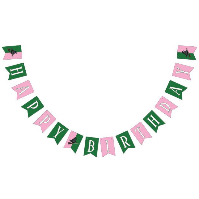 Good Witch Bad Witch - Pink and Green Birthday Bunting Flags (All)