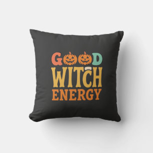 Good Witch Energy Halloween Pumpkin Design_1 Throw Pillow