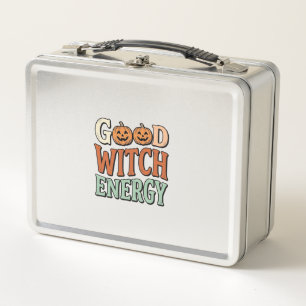 Good Witch Energy Vintage Halloween Vector Design_ Metal Lunch Box