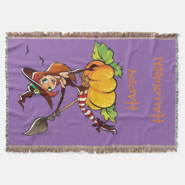 Good Witch Happy Halloween Throw Blanket (Front)