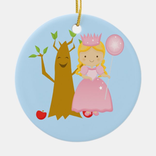 Good witch next to Talking Tree Christmas Ornament (Front)