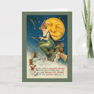 Good Witch Riding By - Halloween Card