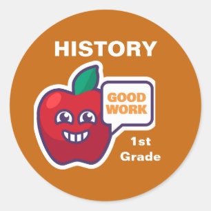 Good Work! Student History Award Sticker Customize