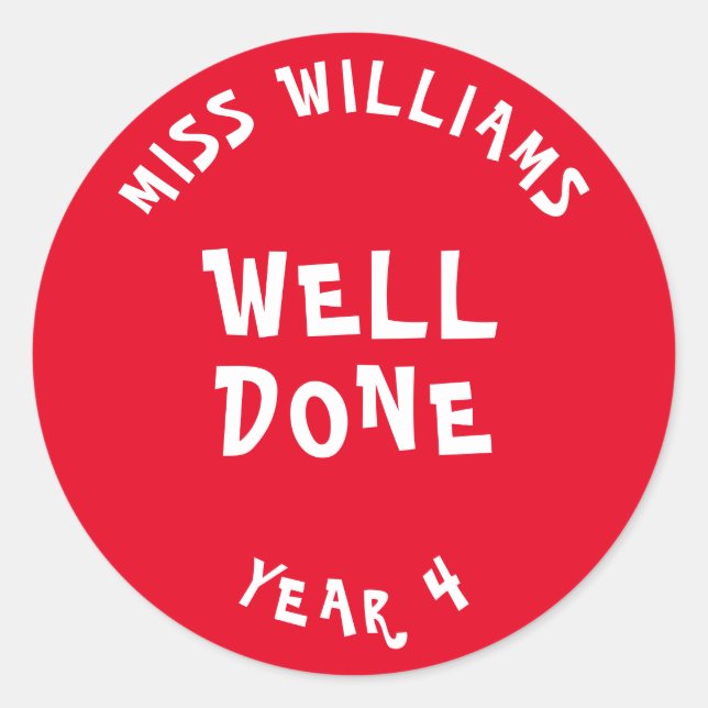 Good Work Teacher Encouragement  Star Sticker (Front)