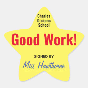 Good Work! Well done pupil at school Star Sticker