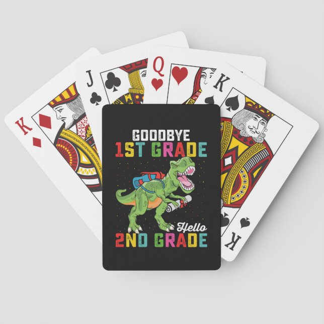 Goodbye 1st Grade Hello 2nd Grade T Rex Dinosaur Playing Cards (Back)