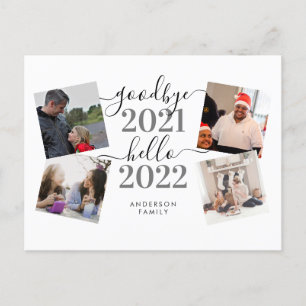 Goodbye 2021 Hello 2022 Calligraphy Photo New Year Postcard
