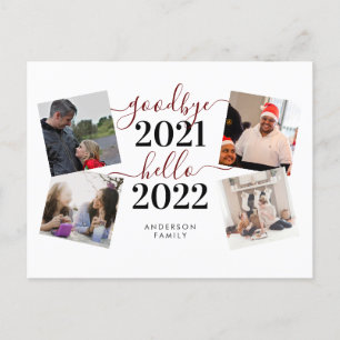 Goodbye 2021 Hello 2022 Calligraphy Photo New Year Postcard
