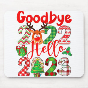 Goodbye 2022 Hello 2023 Cute Christmas Leopard Mouse Pad