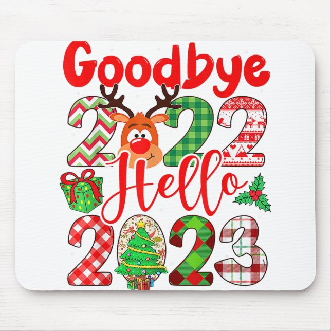 Goodbye 2022 Hello 2023 Cute Christmas Leopard Mouse Pad (Front)