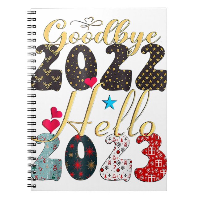 Goodbye 2022 Hello 2023 Cute Christmas Tee Notebook (Front)