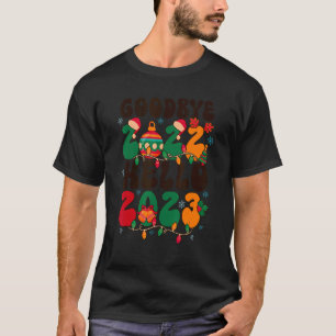 Goodbye 2022 Hello 2023 retro groovy Christmas new T-Shirt